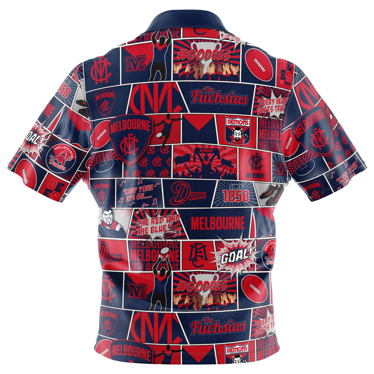 Melbourne Demons AFL Fanatic Button Up Shirt Polo Sizes S-5XL!