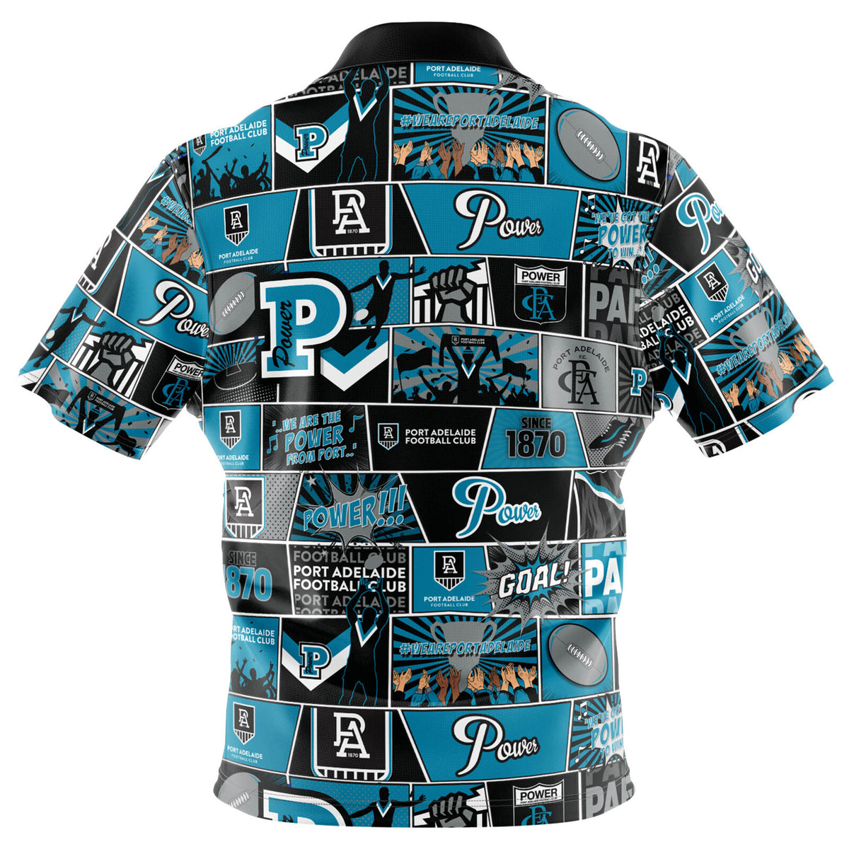 Port Adelaide Power AFL Fanatic Button Up Shirt Polo Sizes S-5XL!