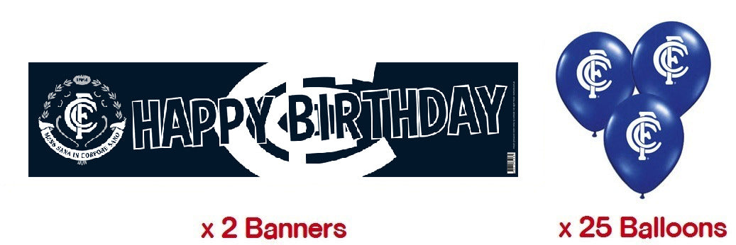 Carlton Blues AFL Party Pack 25 Balloons & 2 Happy Birthday Banners!