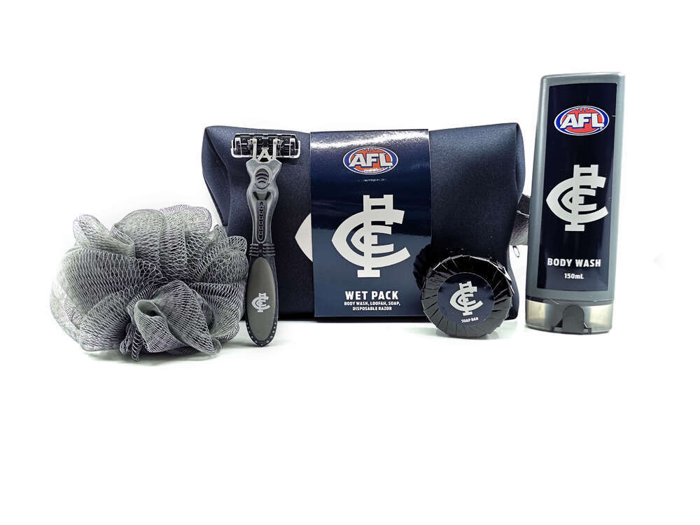 Carlton Blues AFL Toiletries Gift Bag! Bag Body Wash Razor Soap Loofah