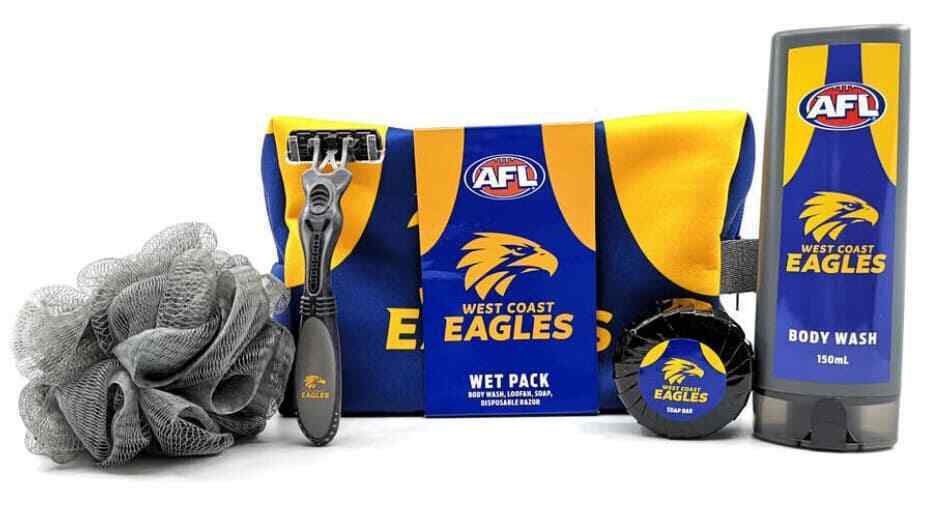 West Coast Eagles AFL Toiletries Gift Bag! Bag Body Wash Razor Soap Loofah