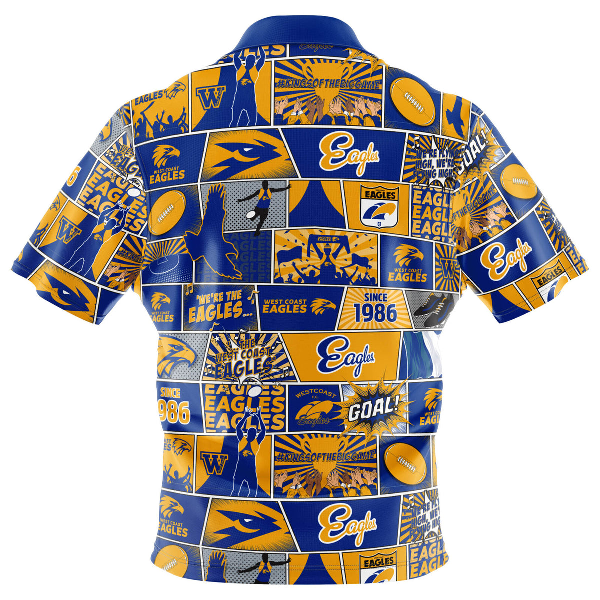 West Coast Eagles AFL Fanatic Button Up Shirt Polo Sizes S-5XL!