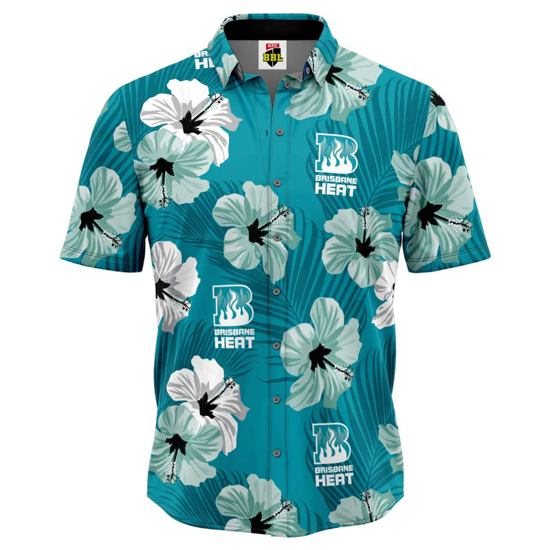 Brisbane Heat Big Bash BBL Cricket Aloha Hawaiian Shirt Polo Sizes S-5XL! S4