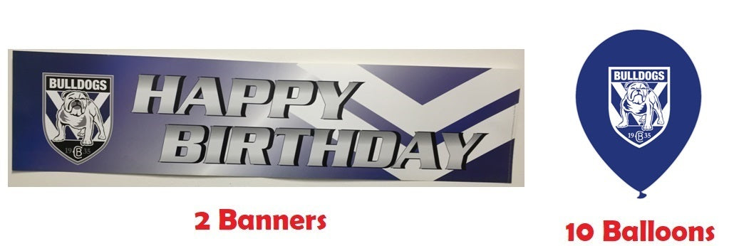 Canterbury Bulldogs NRL Party Pack 10 Balloons & 2 Happy Birthday Banners