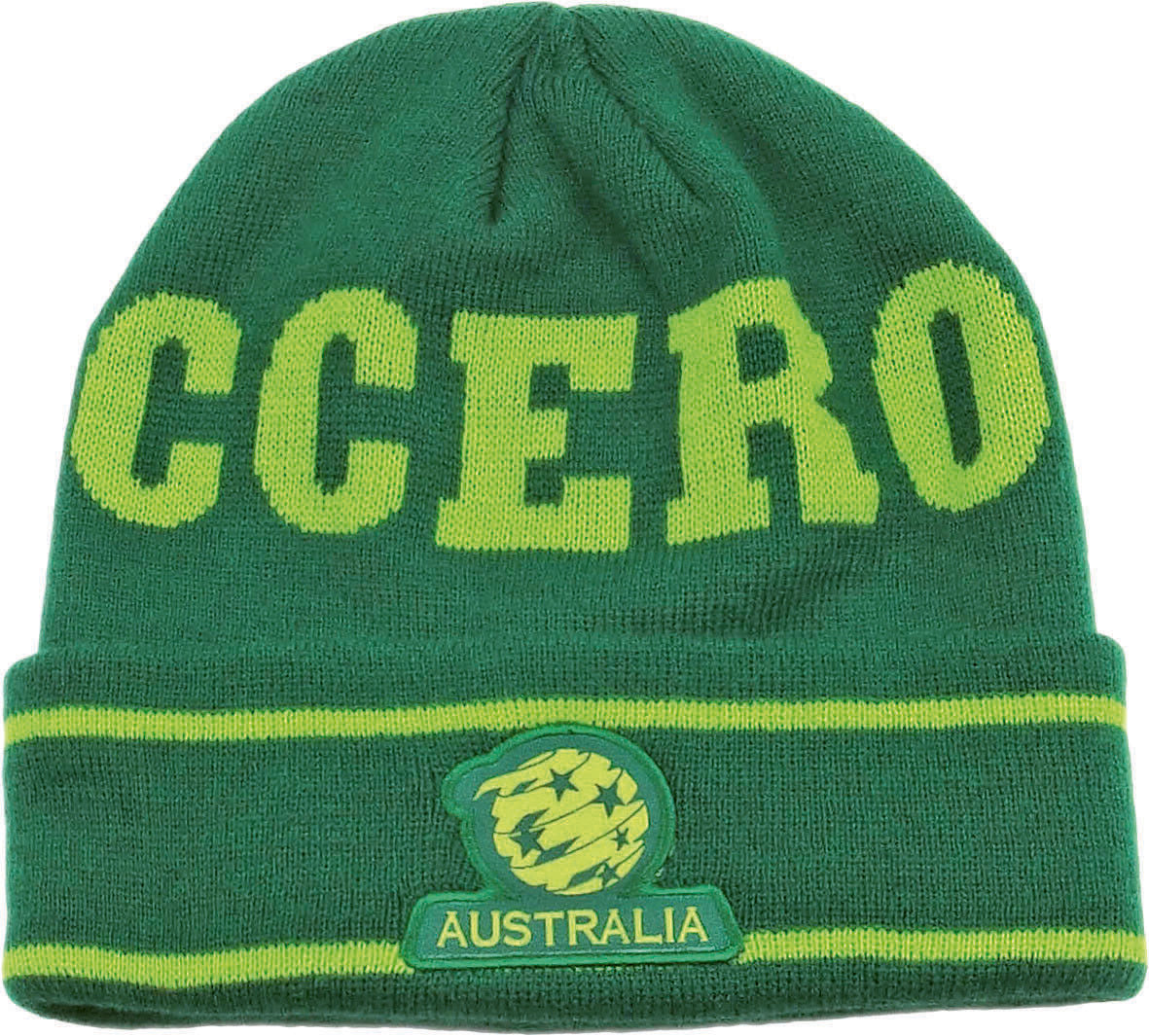 Australia Socceroos Fluro Cuff Green & Gold Beanie! Winter Beanie Hat! World Cup