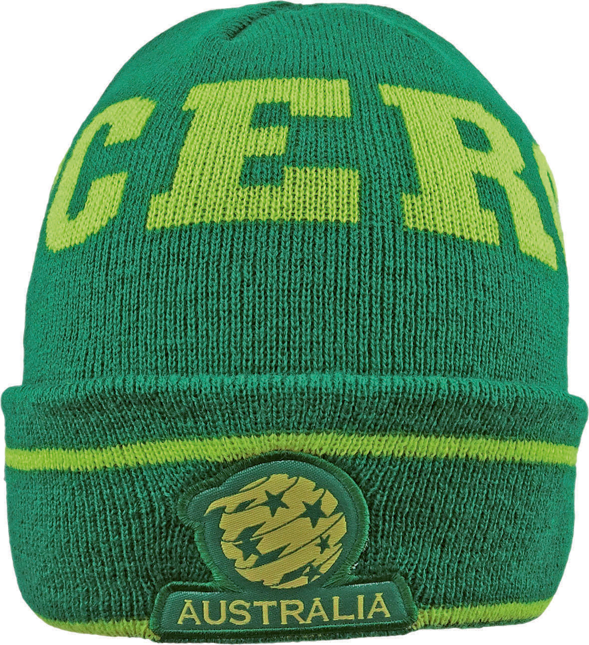 Australia Socceroos Fluro Cuff Green & Gold Beanie! Winter Beanie Hat! World Cup