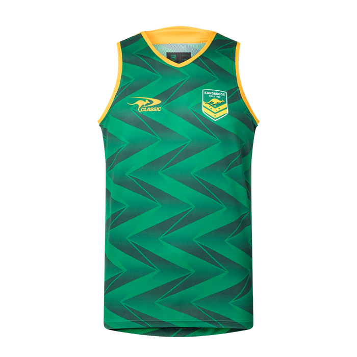 Australian Kangaroos 2024/25 ARL Players Green Training Singlet Sizes S-7XL!