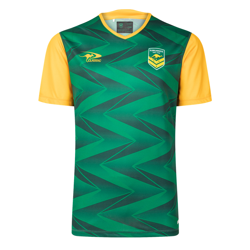 Australian Kangaroos 2024/25 ARL Players Green Training Shirt Sizes S-7XL!