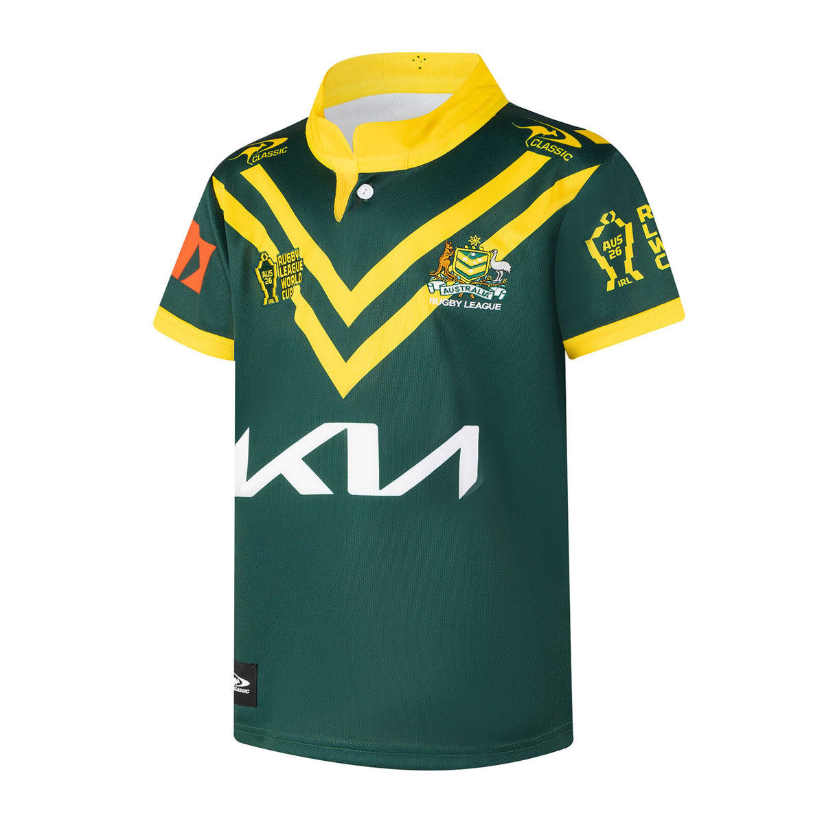 Australian Kangaroos RLWC 2026 Classic Home Jersey Sizes Kids 8-14!