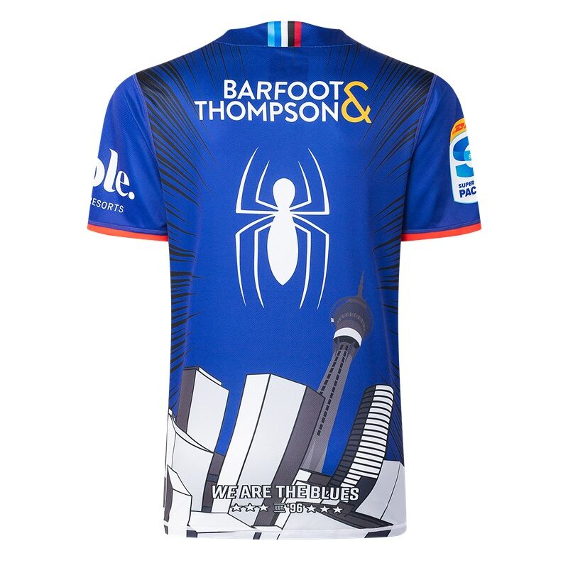 Auckland Blues 2025 Marvel Super Rugby Spiderman Warm Up Shirt Sizes S-7XL!