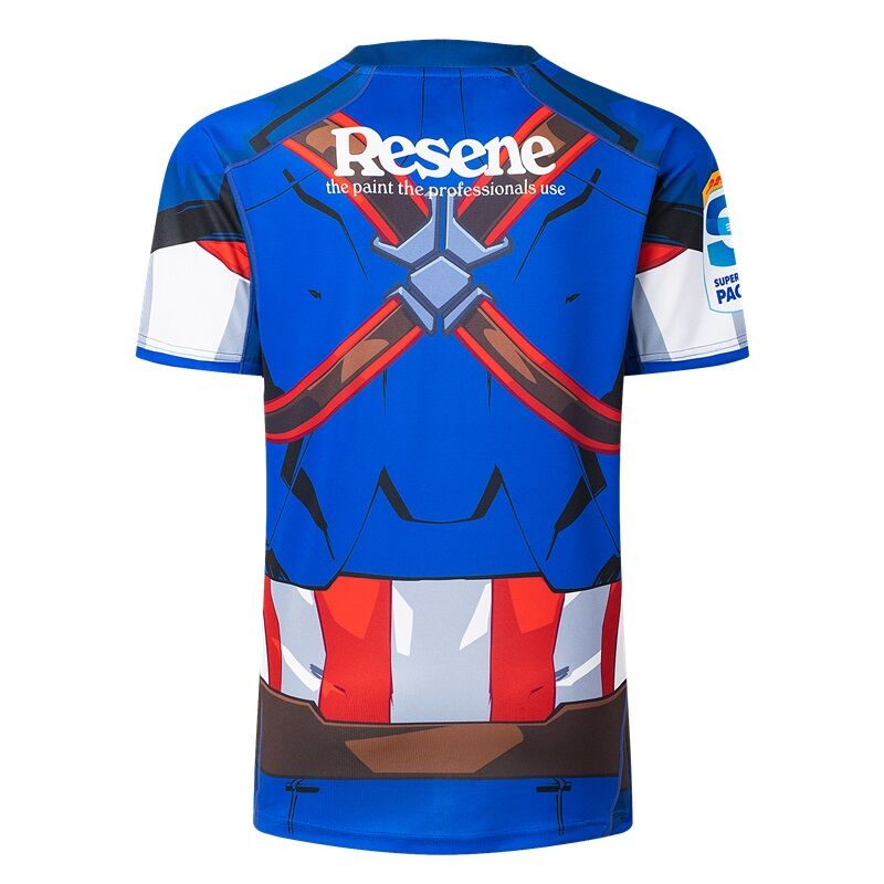 Wellington Hurricanes 2025 Marvel Super Rugby Captain America Jersey Sizes S-7XL!
