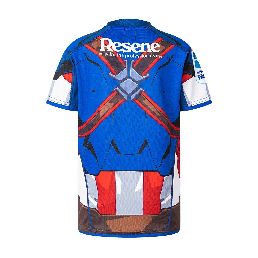 Hurricanes 2025 Marvel Super Rugby Captain America Jersey Kids Sizes 8-14!
