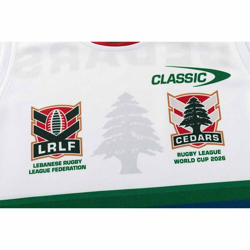 Lebanon Cedars Rugby League 2026 RLWC White Training Singlet Adult Sizes S-3XL!