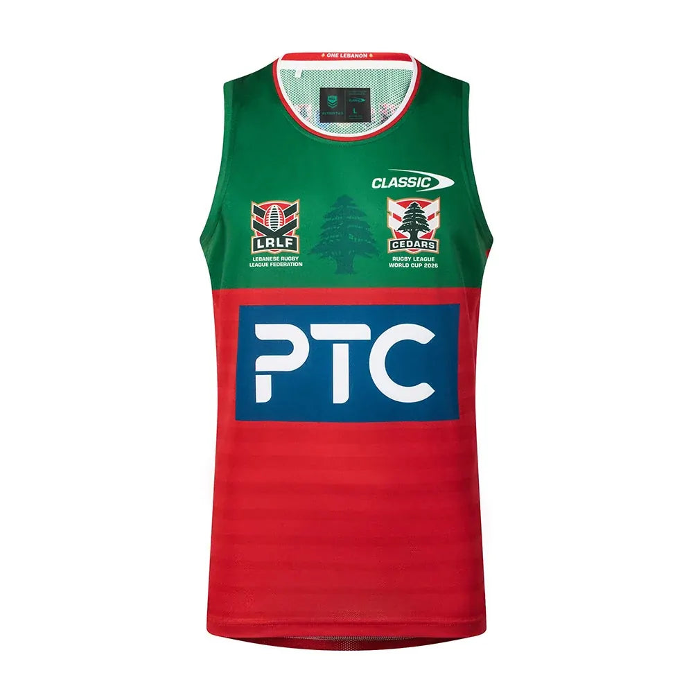 Lebanon Cedars Rugby League 2026 RLWC Training Singlet Adult Sizes S-3XL!