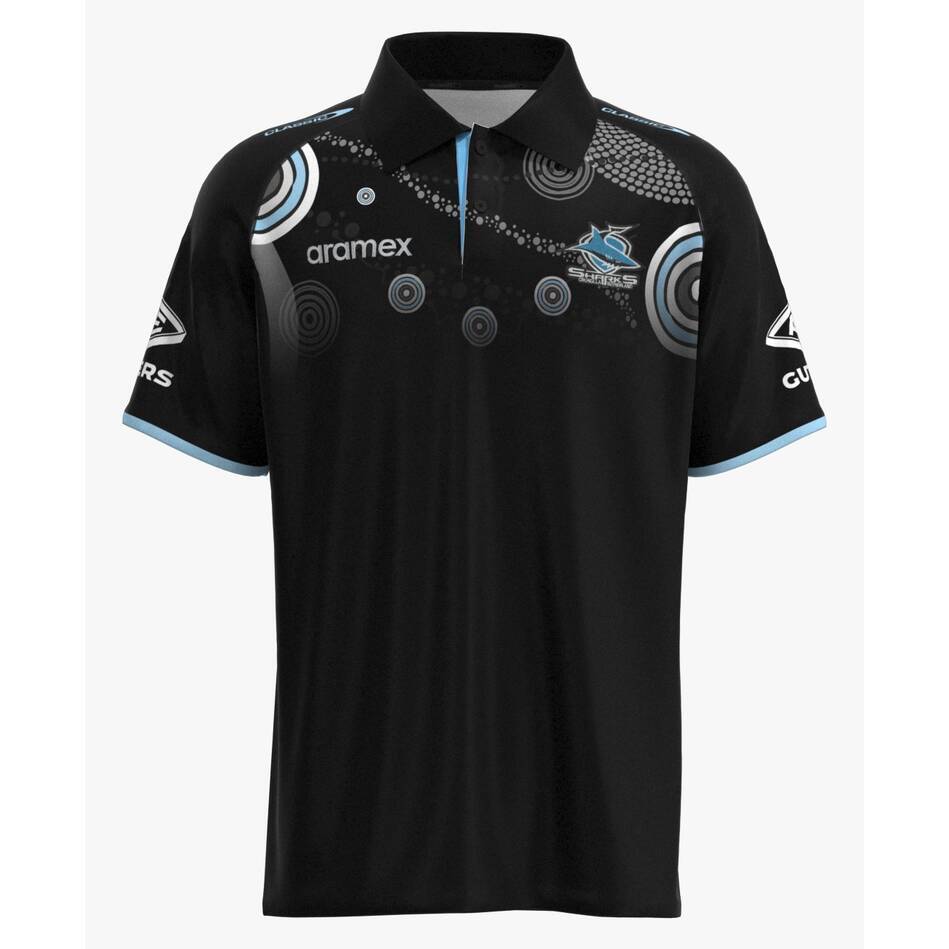 Cronulla Sharks NRL Classic Indigenous Polo Shirt Sizes S-3XL! T3