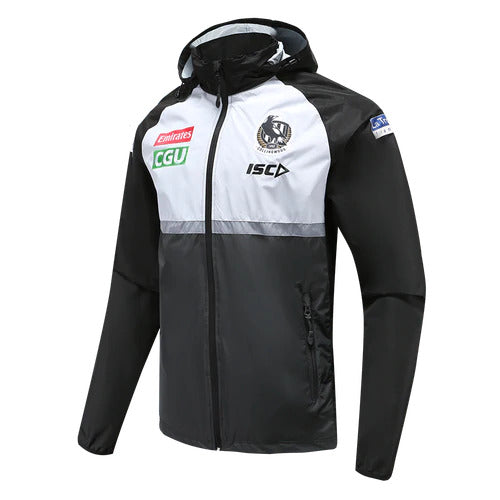 Collingwood Magpies AFL ISC Players Wet Weather Jacket Kids Sizes 6-12! T0