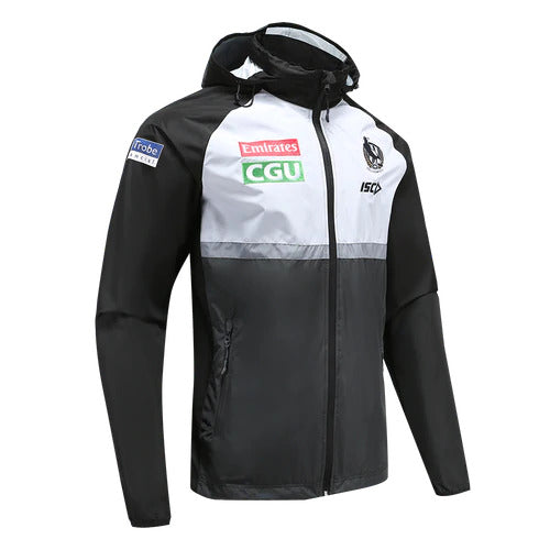 Collingwood Magpies AFL ISC Players Wet Weather Jacket Kids Sizes 6-12! T0