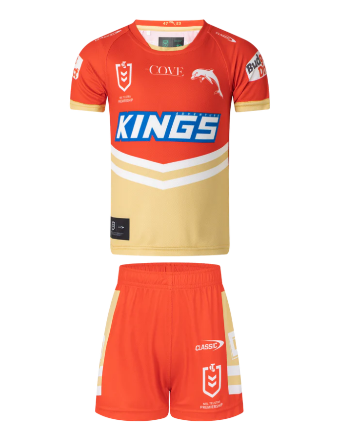 The Dolphins NRL Classic Home Jersey Toddlers Set Sizes 0-4! T3