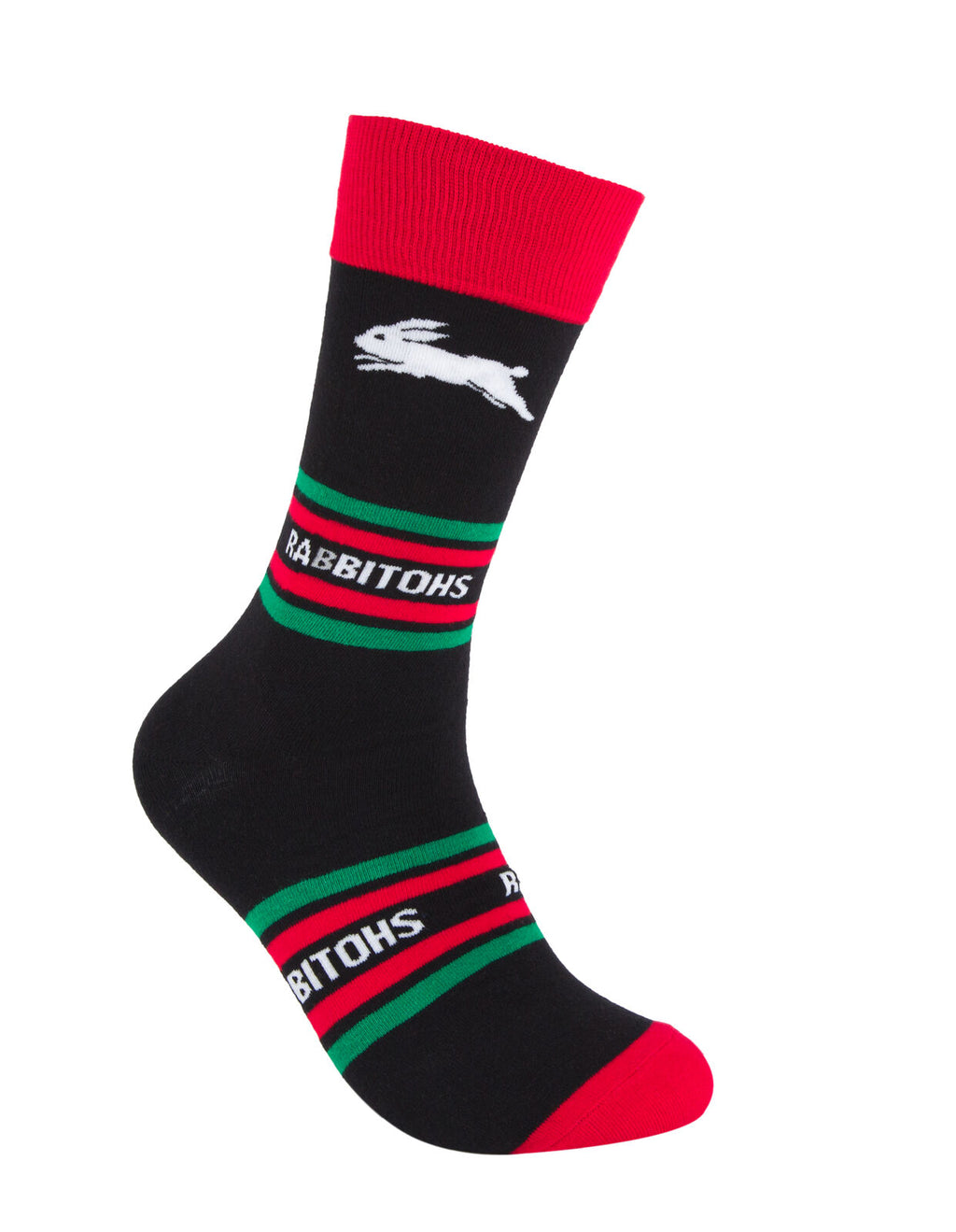South Syd Rabbitohs NRL Cotton Striped Socks Adults Sizes M/L!