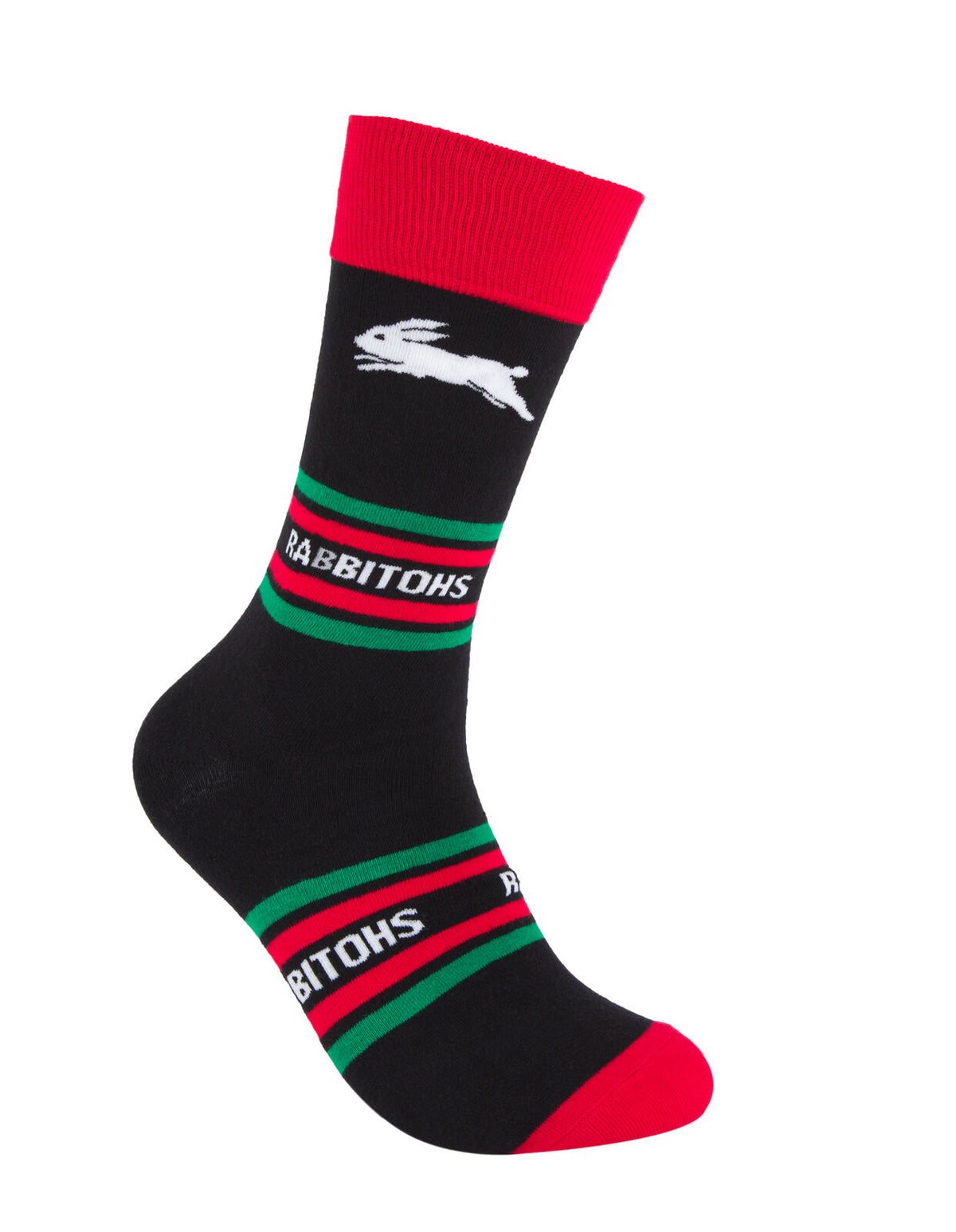 South Syd Rabbitohs NRL Cotton Striped Socks Adults Sizes M/L!