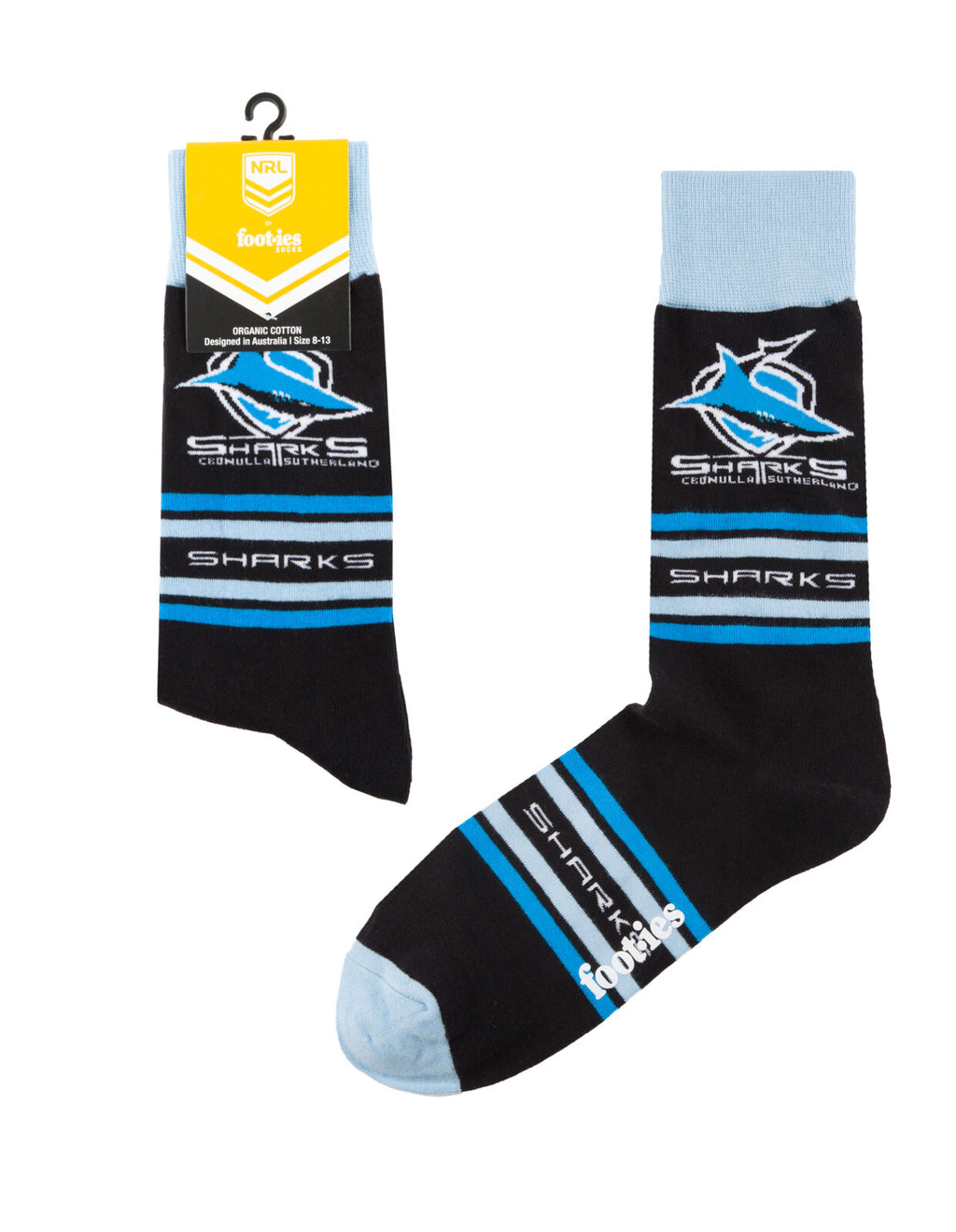Cronulla Sharks NRL Cotton Striped Socks Adults Sizes M/L!
