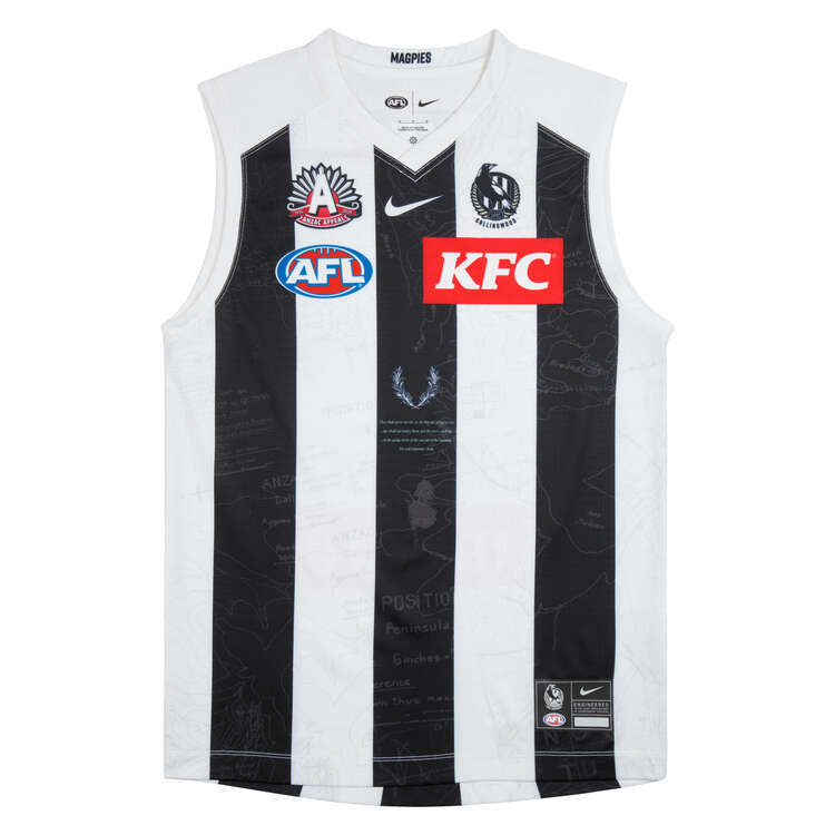 Collingwood Magpies AFL ANZAC Guernsey Sizes S-3XL! T4