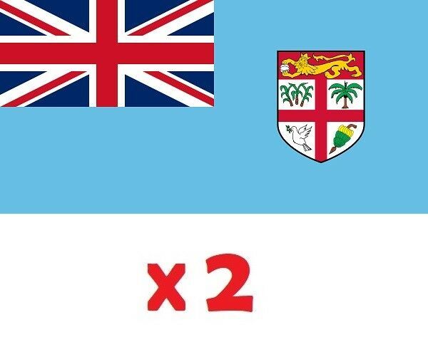 2 x Fiji National Car Flag Fiji Bati RLWC Polyester Flag 30cm x 45cm with Pole!
