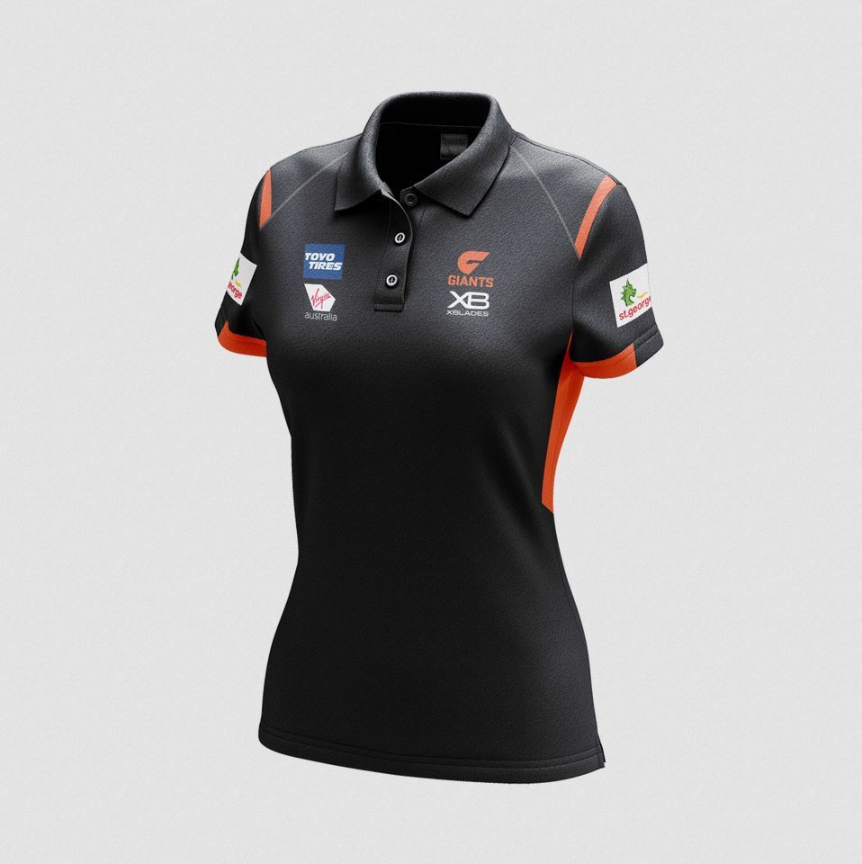 GWS Giants AFL 2020 AFL XBlades Ladies Media Polo Gunmetal Sizes 8-18!