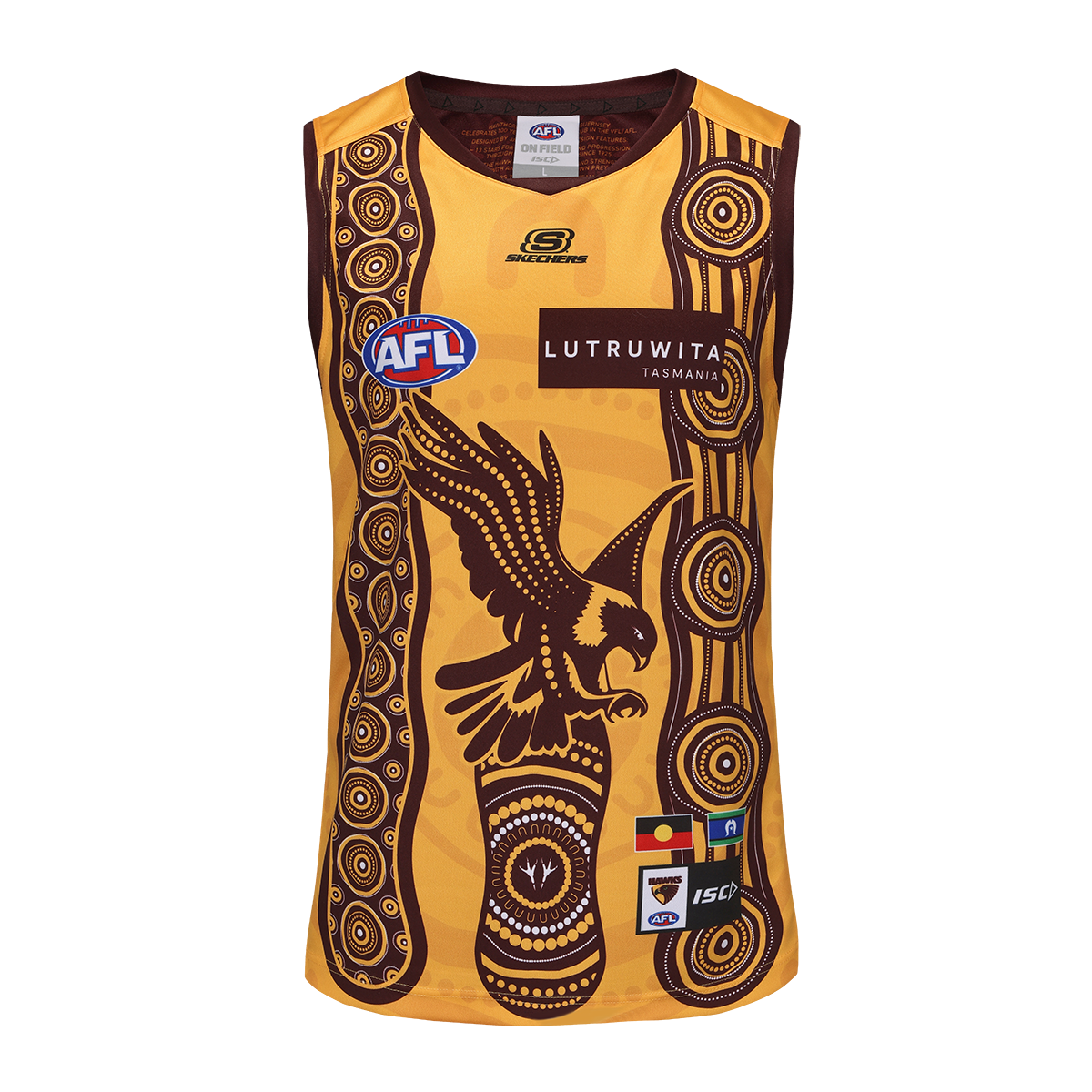 Hawthorn Hawks AFL ISC 2025 Gold/Brown Indigenous Guernsey Sizes S-7XL!