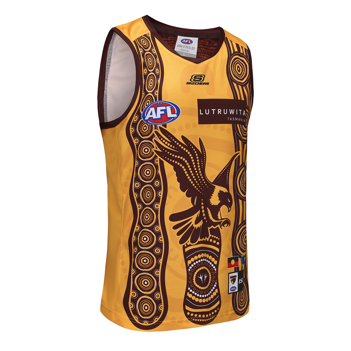 Hawthorn Hawks AFL ISC 2025 Gold/Brown Indigenous Guernsey Sizes S-7XL!