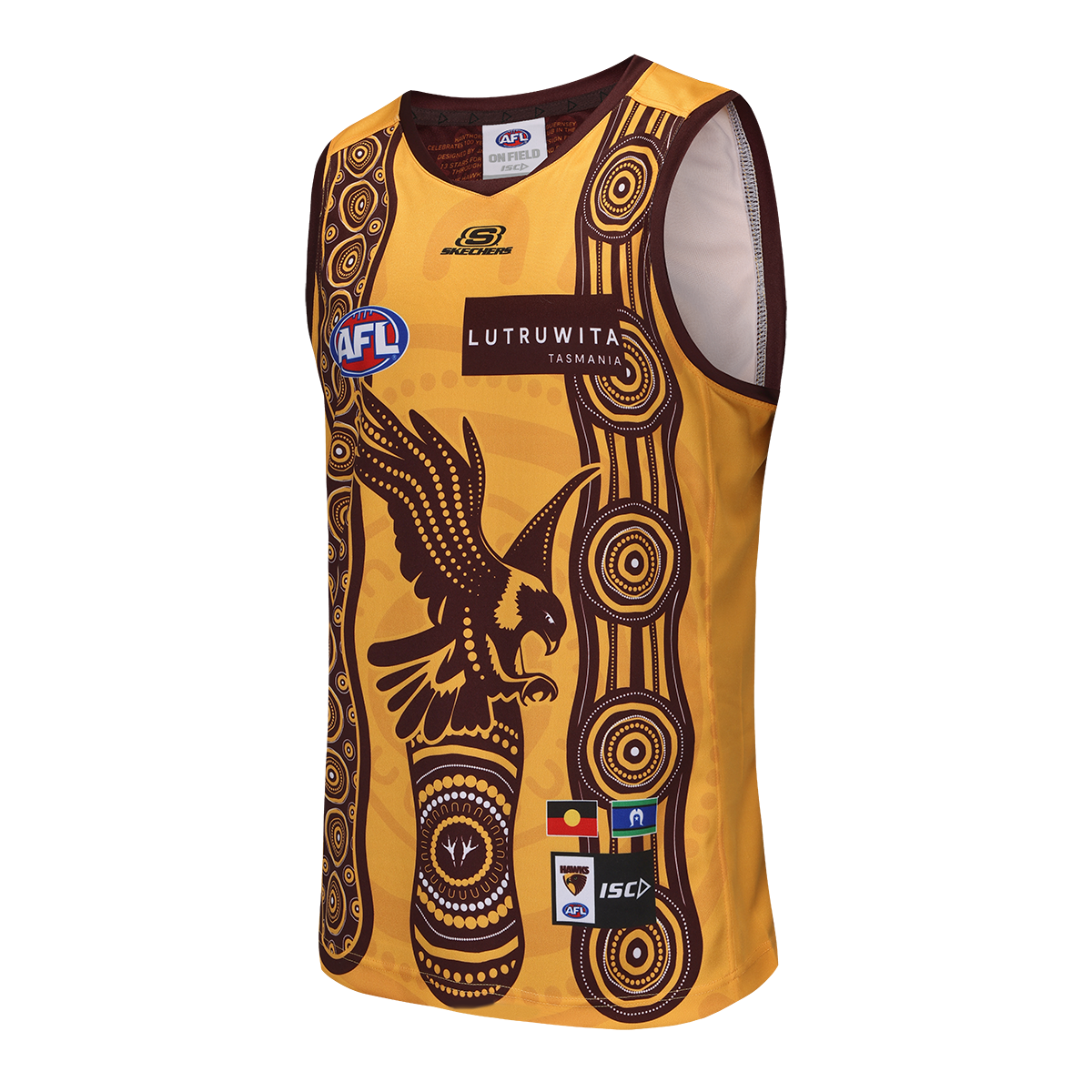 Hawthorn Hawks AFL ISC 2025 Gold/Brown Indigenous Guernsey Sizes S-7XL!