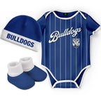 Canterbury Bankstown Bulldogs NRL 3 Pc 'Lullaby' Baby Infant Gift Set With Bodysuit Sizes 000-1!