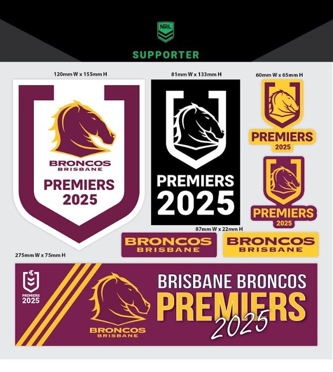Brisbane Broncos NRL 2025 Premiers iTag Giant Car Decal Sheet!