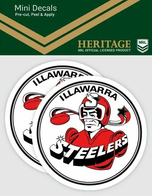 Illawarra Steelers ARL NRL iTag UV Car Heritage Logo Mini Decal Sticker (2 Pack)