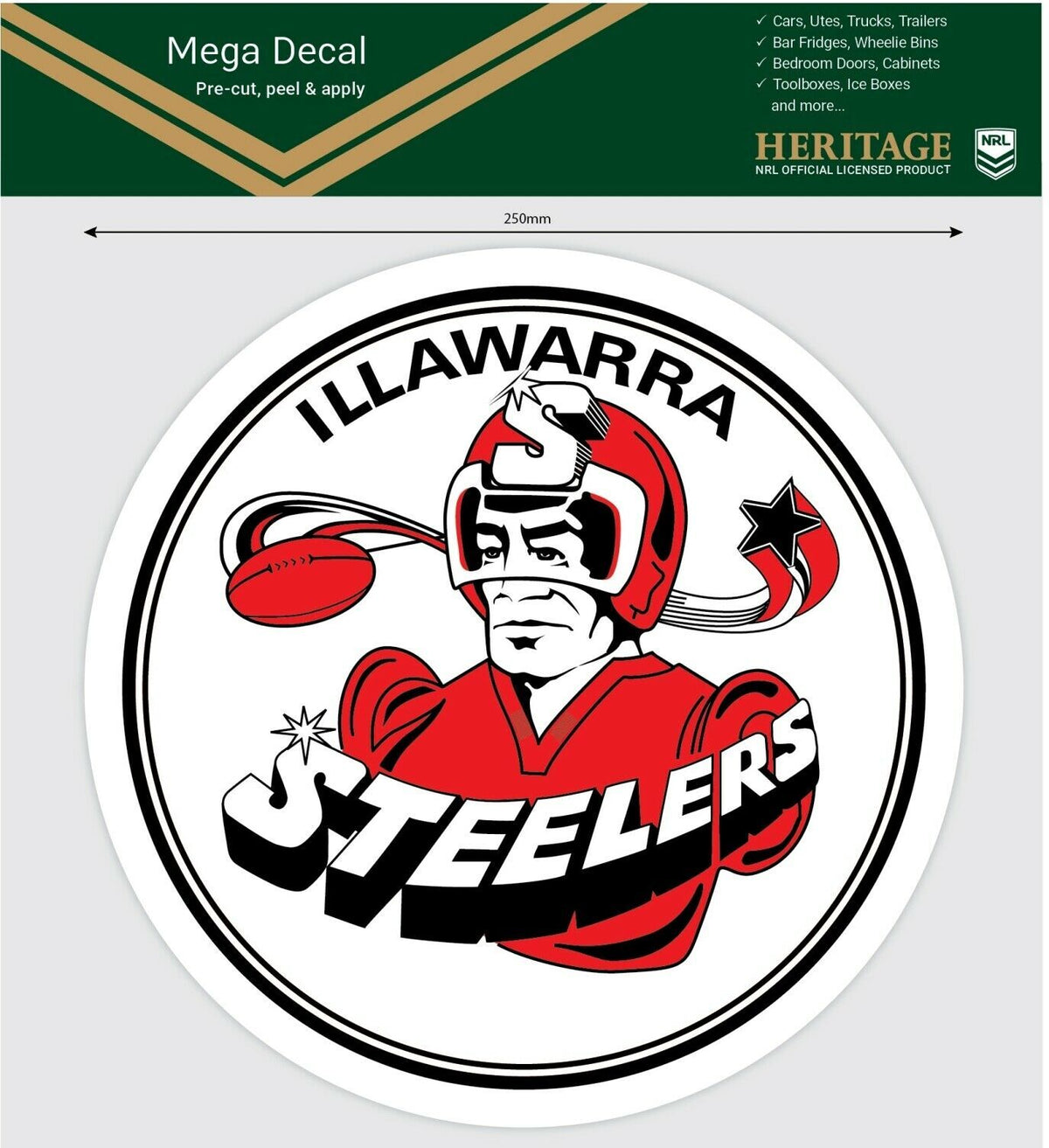 Illawarra Steelers Heritage NRL iTag UV Car Mega Large Decal Sticker