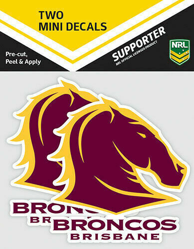 Brisbane Broncos Official NRL iTag UV Car Logo Mini Decal Sticker (2 Pack)