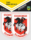 St George Dragons Official NRL iTag UV Car Team Logo Mini Decal Sticker (2 Pack)