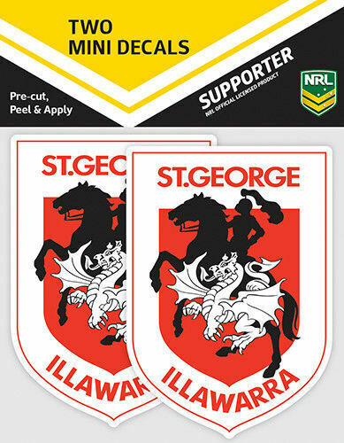 St George Dragons Official NRL iTag UV Car Team Logo Mini Decal Sticker (2 Pack)