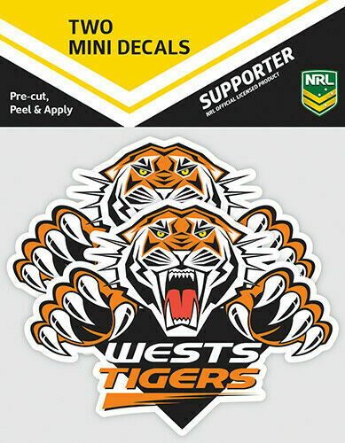 West Tigers Official NRL iTag UV Car Team Logo Mini Decal Sticker (2 Pack)