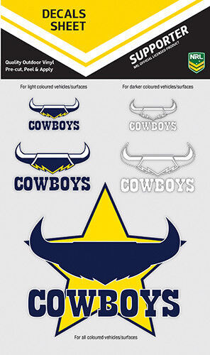 Official NRL North Queensland Cowboys UV Car Bumper Decal Sticker Sheet (5 Pack)