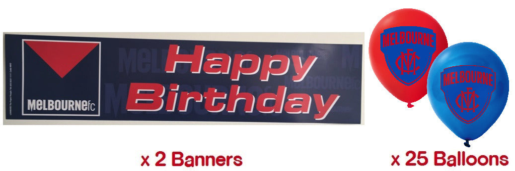 Melbourne Demons AFL Party Pack 25 Helium Balloons & 2 Happy Birthday Banners!