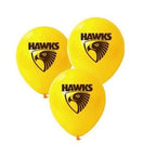 Hawthorn Hawks AFL Grand Party Pack 10 Balloons & 5 Go Hawks Birthday Banners!