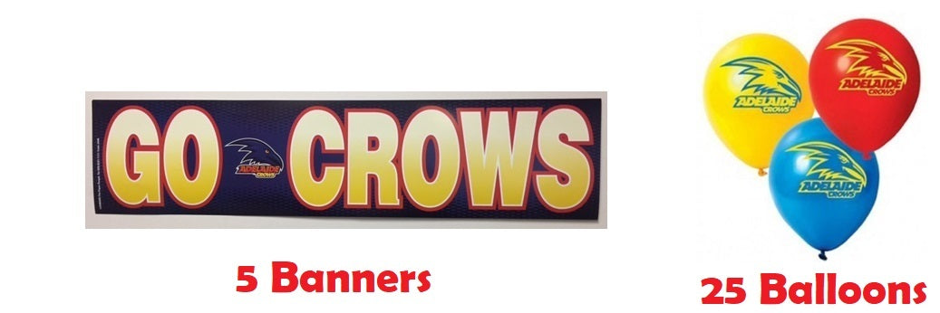 Adelaide Crows AFL Grand Final Party Pack 25 Balloons & 5 Go Crows Banners!