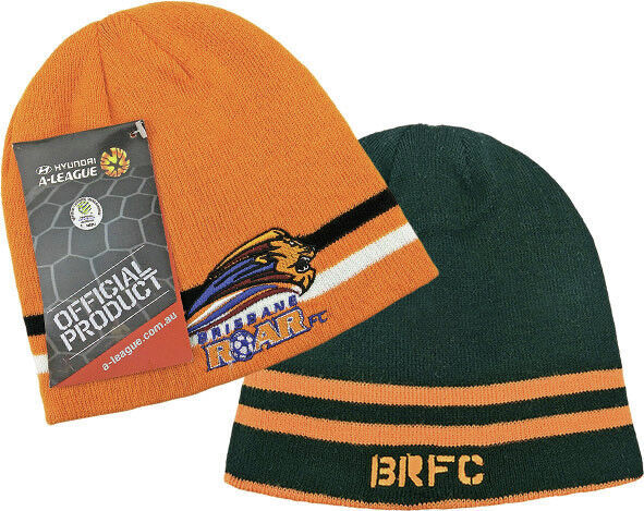 Official A League Soccer Brisbane Roar Reversible Beanie 2 in 1 Design