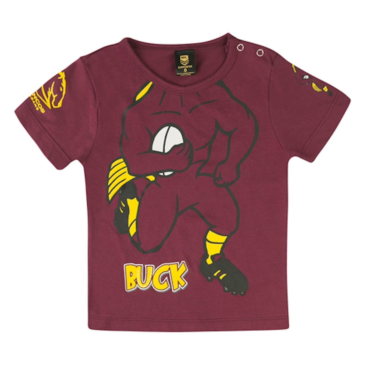 Official NRL Brisbane Broncos Children Kids Infant Mascot Buck T Shirt Sizes 0-4
