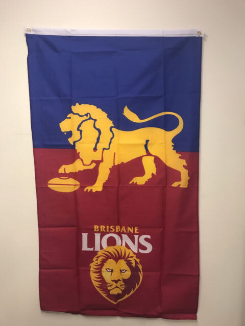 Official AFL Brisbane Lions Supporters Wall Cape Banner Flag 90 x 150 cm Style 2