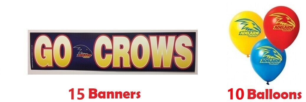 Adelaide Crows AFL Grand Final Party Pack 10 Balloons & 15 Go Crows Banners!