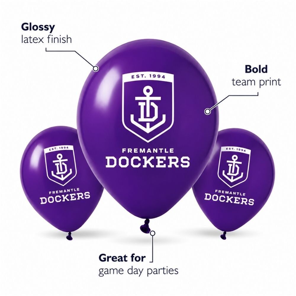 Official AFL Fremantle Dockers Birthday Party Latex Helium Balloons (25 Pack) S2