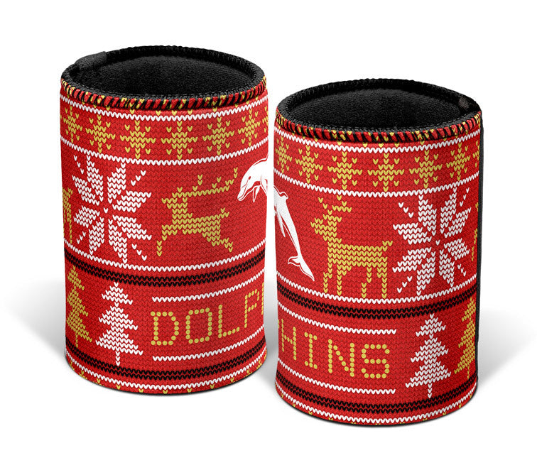Dolphins NRL Christmas XMAS Stubby Holder Can Cooler