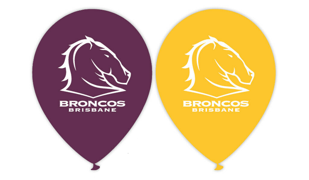 Official NRL Brisbane Broncos Birthday Party Helium Balloons (10 Pack)